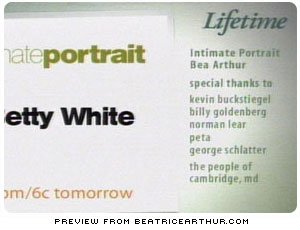 Bea Arthur on Intimate Portrait Credits