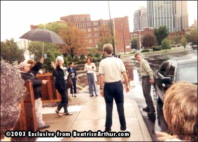 Scott's Bea Arthur experience outside in the rain